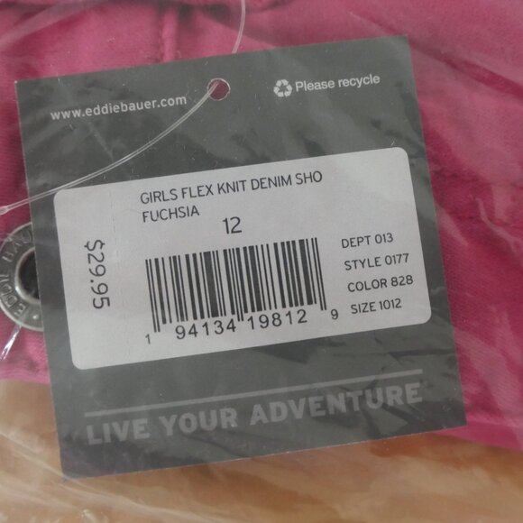 Eddie Bauer-Fuchsia Pink Shorts Flex Knit Denim Stretch Rolled- Size 12-NWT - Picture 4 of 7
